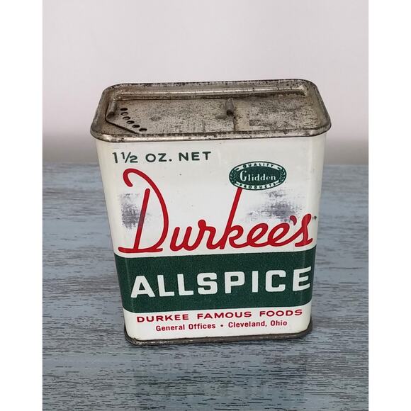 Vintage Durkees Allspice Metal Tin Container Kitchen Display Spice Collectible - Picture 9 of 10